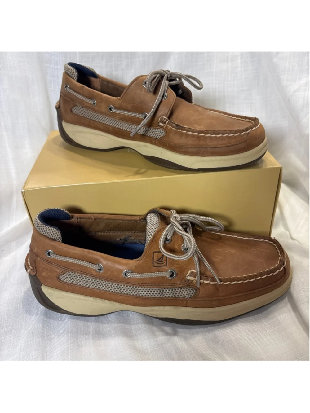 Sperry Lanyard CB Boat Shoe Tan Leather sz 8.5